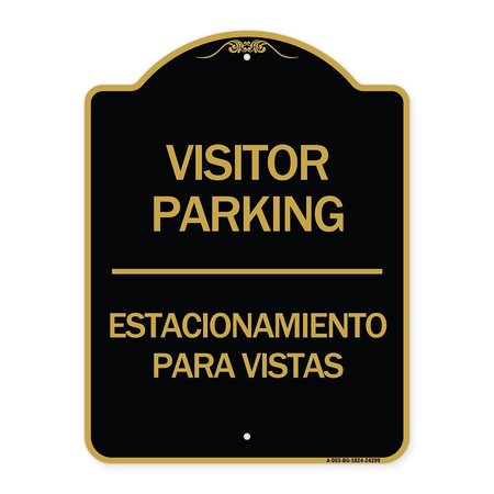 SIGNMISSION Bilingual Reserved Parking Visitor Parking Estacionamiento Para Visitas, Black & Gold, BG-1824-24299 A-DES-BG-1824-24299